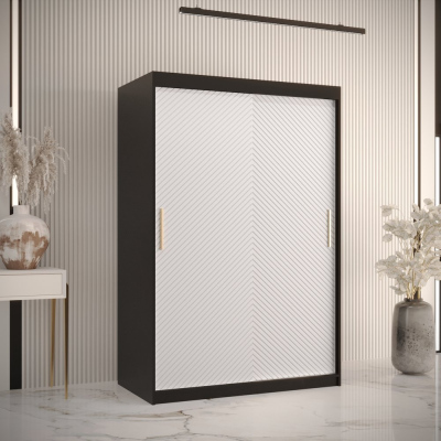 Skriňa s posuvnými dverami PAOLA - šírka 120 cm, čierna / biela