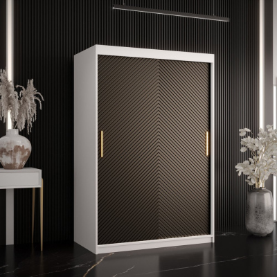 Skriňa s posuvnými dverami PAOLA - šírka 120 cm, biela / čierna