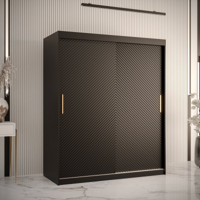 Skriňa s posuvnými dverami PAOLA - šírka 150 cm, čierna
