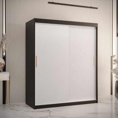 Skriňa s posuvnými dverami PAOLA - šírka 150 cm, čierna / biela