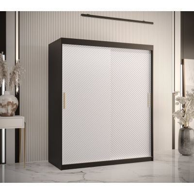 Skriňa s posuvnými dverami PAOLA - šírka 150 cm, čierna / biela