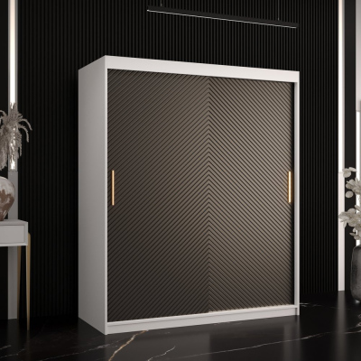 Skriňa s posuvnými dverami PAOLA - šírka 150 cm, biela / čierna