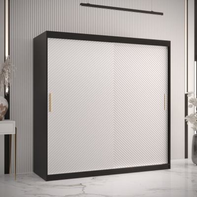 Skriňa s posuvnými dverami PAOLA - šírka 180 cm, čierna / biela