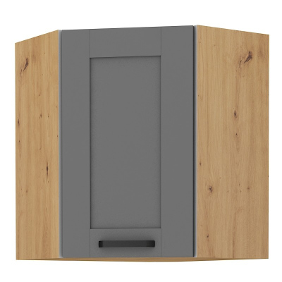 Horná rohová skrinka LAILI - 60x60 cm, šedá / dub artisan