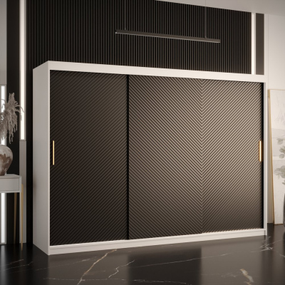 Skriňa s posuvnými dverami PAOLA - šírka 250 cm, biela / čierna