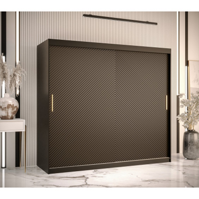 Skriňa s posuvnými dverami PAOLA - šírka 200 cm, čierna