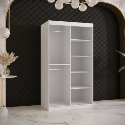 Skriňa s posuvnými dverami a zrkadlom PAOLA - šírka 100 cm, biela / čierna