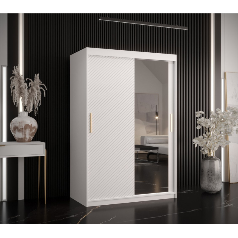 Skriňa s posuvnými dverami a zrkadlom PAOLA - šírka 120 cm, biela
