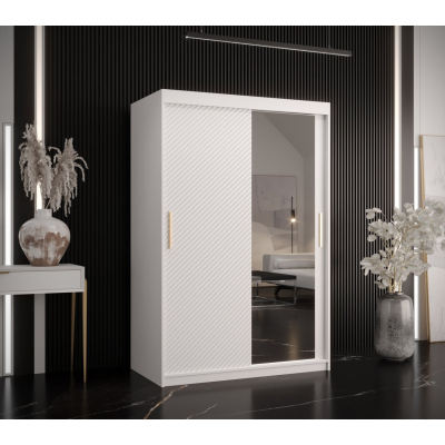 Skriňa s posuvnými dverami a zrkadlom PAOLA - šírka 120 cm, biela