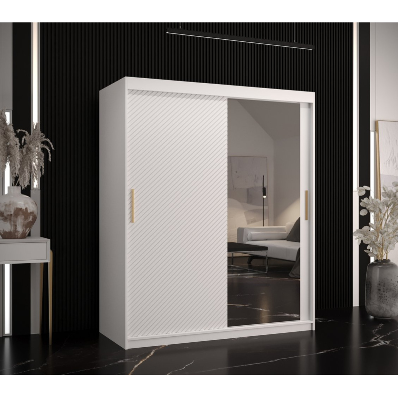 Skriňa s posuvnými dverami a zrkadlom PAOLA - šírka 150 cm, biela