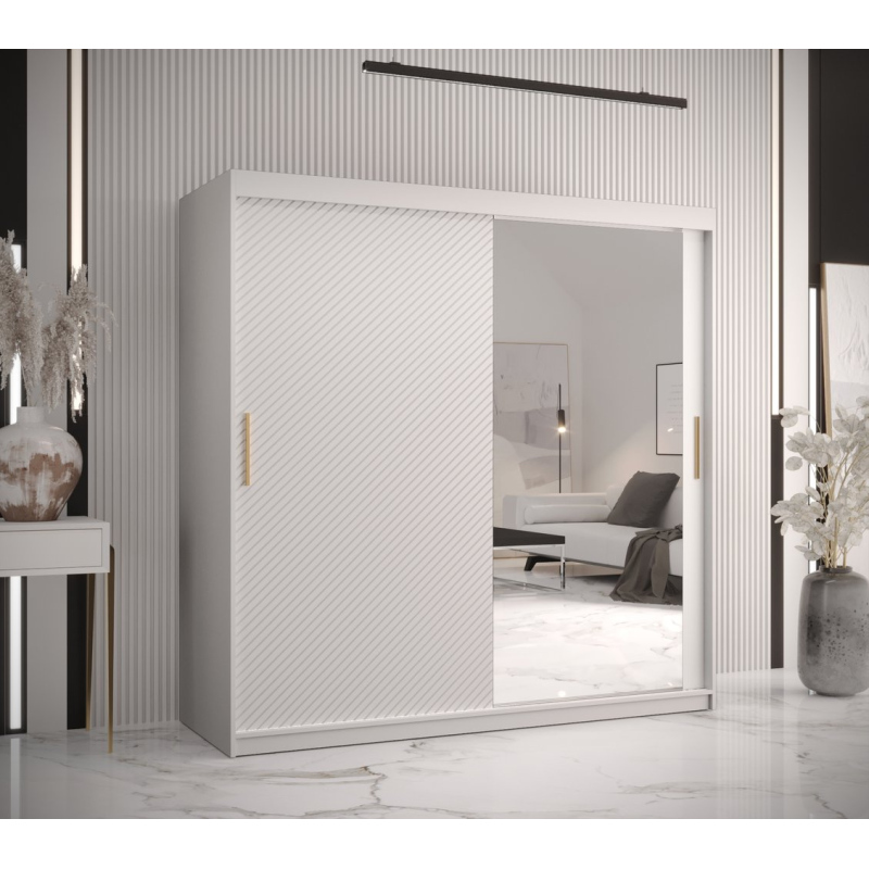 Skriňa s posuvnými dverami a zrkadlom PAOLA - šírka 180 cm, biela