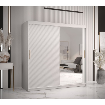 Skriňa s posuvnými dverami a zrkadlom PAOLA - šírka 180 cm, biela