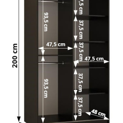 Šatníková skriňa s posuvnými dverami MAYA 2 - šírka 100 cm, čierna