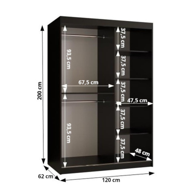 Dvojdverová skriňa ROZA 1 - šírka 120 cm, čierna