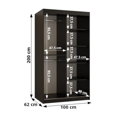 Dvojdverová skriňa ROZA 2 - šírka 100 cm, biela