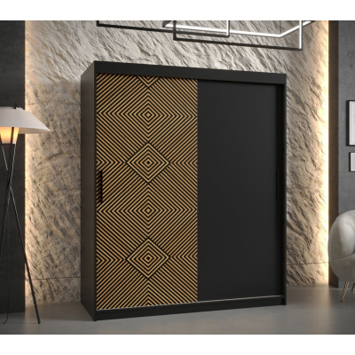 Priestranná šatníková skriňa s posuvnými dverami MARIEM 1 - šírka 150 cm, čierna