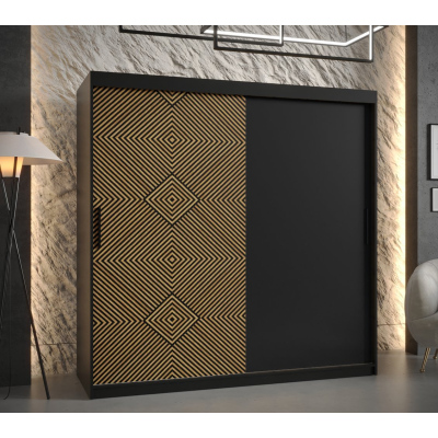 Priestranná šatníková skriňa s posuvnými dverami MARIEM 1 - šírka 180 cm, čierna
