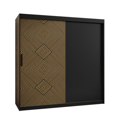 Priestranná šatníková skriňa s posuvnými dverami MARIEM 1 - šírka 180 cm, čierna