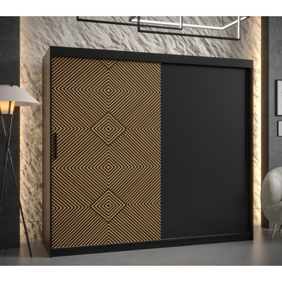 Priestranná šatníková skriňa s posuvnými dverami MARIEM 1 - šírka 200 cm, čierna