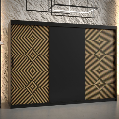 Priestranná šatníková skriňa s posuvnými dverami MARIEM 1 - šírka 250 cm, čierna