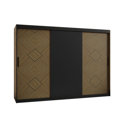 Priestranná šatníková skriňa s posuvnými dverami MARIEM 1 - šírka 250 cm, čierna