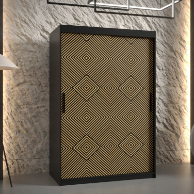 Priestranná šatníková skriňa s posuvnými dverami MARIEM 2 - šírka 120 cm, čierna