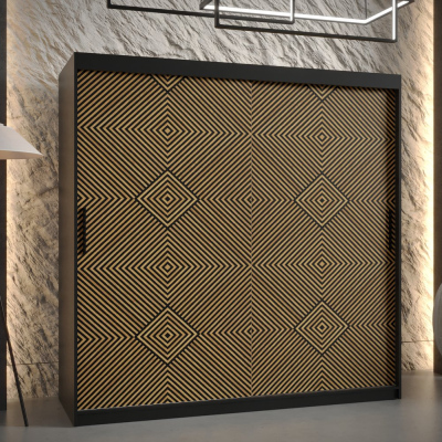 Priestranná šatníková skriňa s posuvnými dverami MARIEM 2 - šírka 180 cm, čierna