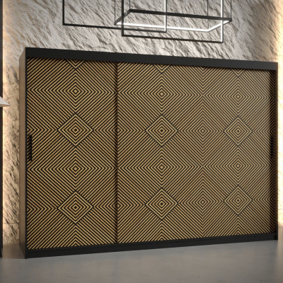 Priestranná šatníková skriňa s posuvnými dverami MARIEM 2 - šírka 250 cm, čierna
