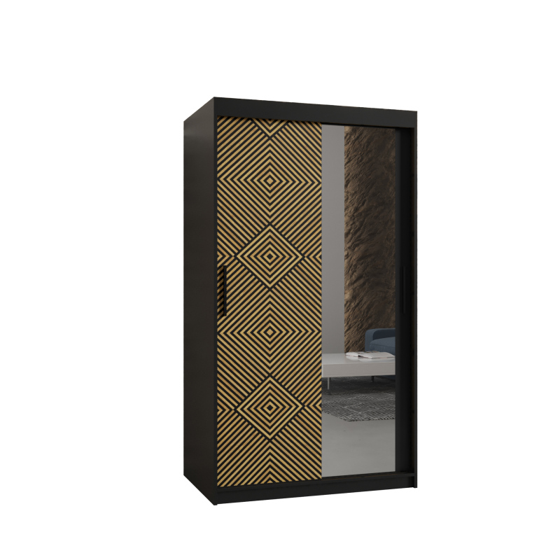 Priestranná šatníková skriňa s posuvnými dverami MARIEM 3 - šírka 100 cm, čierna