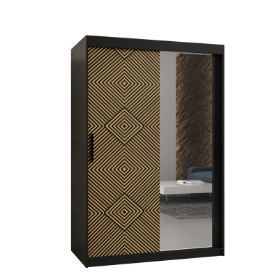 Priestranná šatníková skriňa s posuvnými dverami MARIEM 3 - šírka 120 cm, čierna