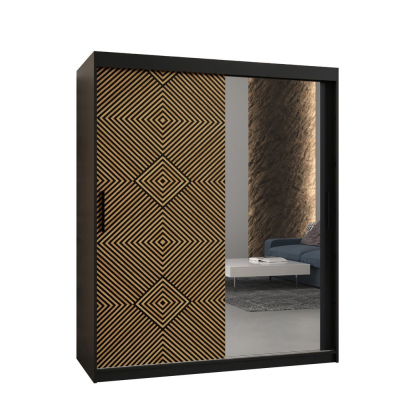 Priestranná šatníková skriňa s posuvnými dverami MARIEM 3 - šírka 150 cm, čierna