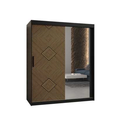 Priestranná šatníková skriňa s posuvnými dverami MARIEM 3 - šírka 150 cm, čierna