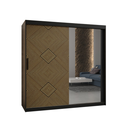 Priestranná šatníková skriňa s posuvnými dverami MARIEM 3 - šírka 180 cm, čierna