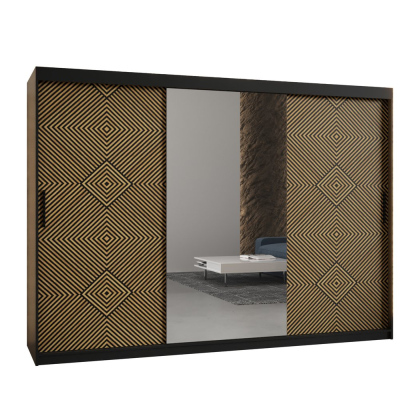 Priestranná šatníková skriňa s posuvnými dverami MARIEM 3 - šírka 250 cm, čierna