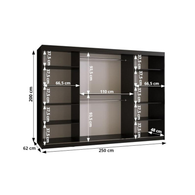 Trojdverová skriňa NEA 3 - šírka 250 cm, dub artisan