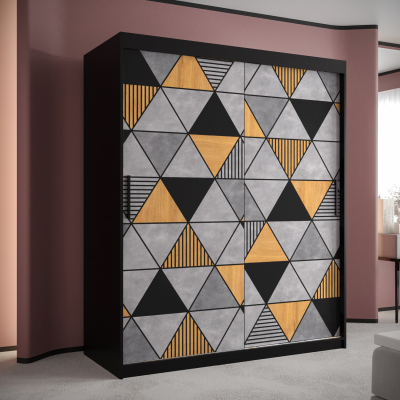 Viacúčelová skriňa POLINA 2 - šírka 150 cm, čierna