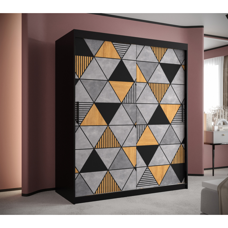 Viacúčelová skriňa POLINA 2 - šírka 150 cm, čierna