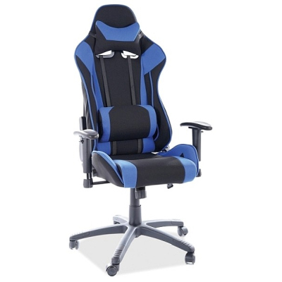 Herná stolička VAJA - čierna / modrá