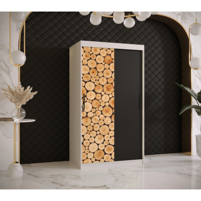 Šatníková skriňa s posuvnými dverami SUZAN 1 - šírka 100 cm, biela / čierna