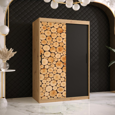 Šatníková skriňa s posuvnými dverami SUZAN 1 - šírka 120 cm, dub artisan / čierna