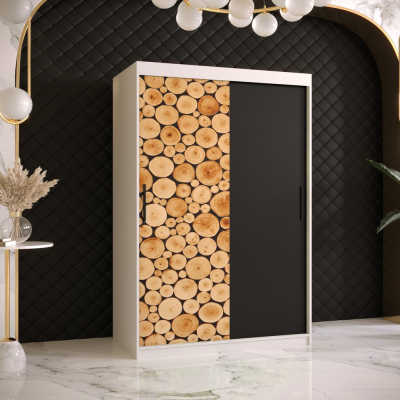 Šatníková skriňa s posuvnými dverami SUZAN 1 - šírka 120 cm, biela / čierna