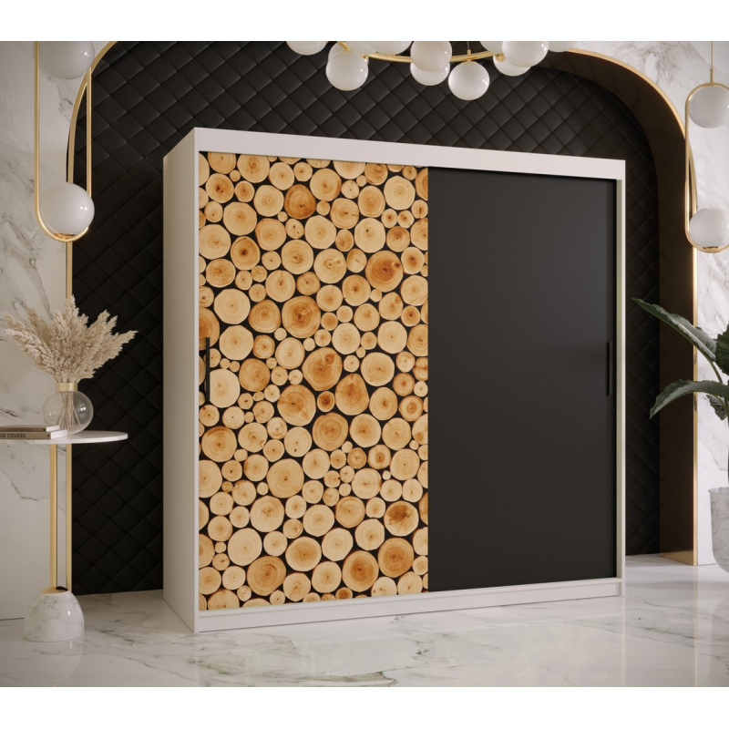 Šatníková skriňa s posuvnými dverami SUZAN 1 - šírka 180 cm, biela / čierna