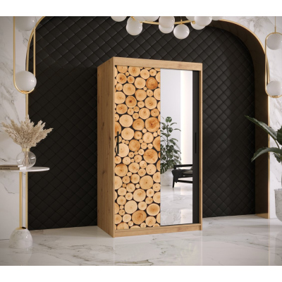 Šatníková skriňa s posuvnými dverami SUZAN 3 - šírka 100 cm, dub artisan