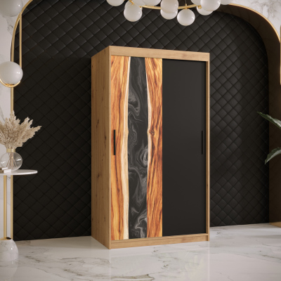 Šatníková skriňa s posuvnými dverami STACY 1 - šírka 100 cm, dub artisan / čierna
