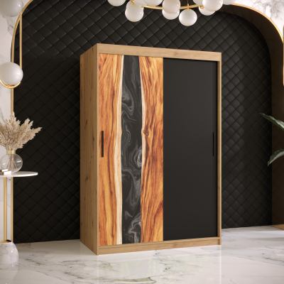 Šatníková skriňa s posuvnými dverami STACY 1 - šírka 120 cm, dub artisan / čierna