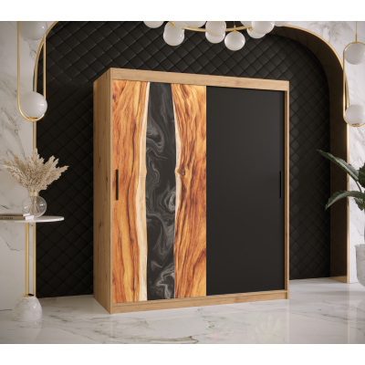 Šatníková skriňa s posuvnými dverami STACY 1 - šírka 150 cm, dub artisan / čierna