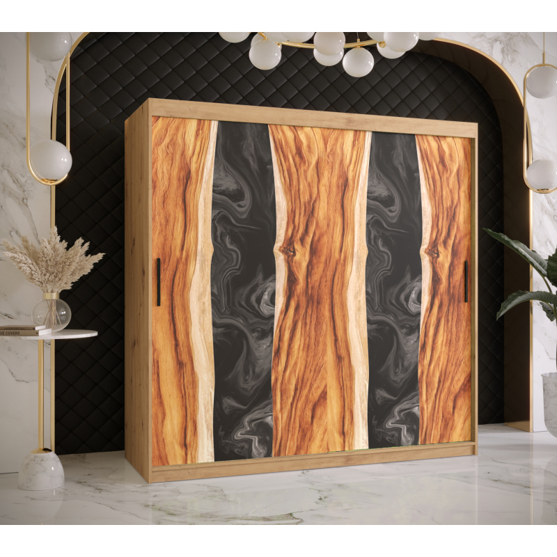 Šatníková skriňa s posuvnými dverami STACY 2 - šírka 180 cm, dub artisan