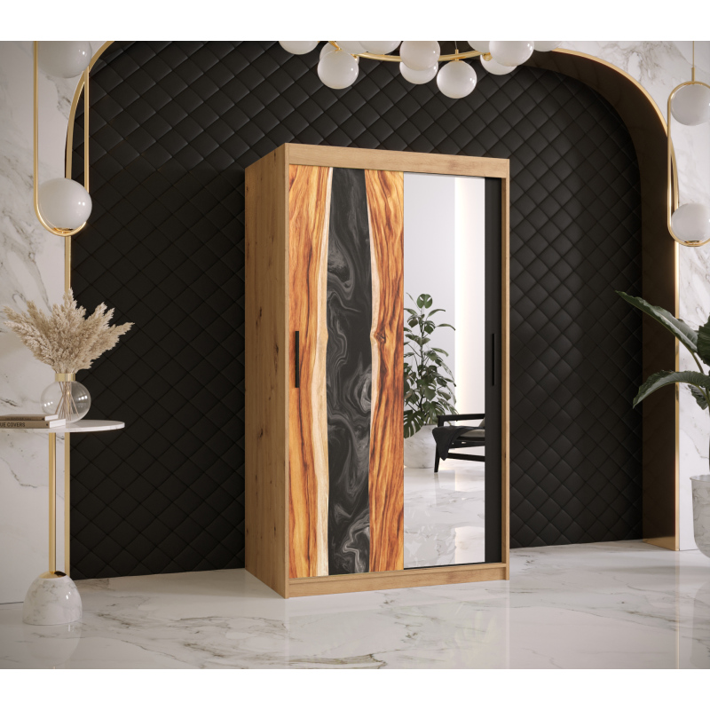 Šatníková skriňa s posuvnými dverami STACY 3 - šírka 100 cm, dub artisan