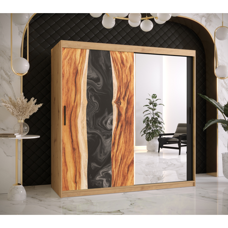 Šatníková skriňa s posuvnými dverami STACY 3 - šírka 180 cm, dub artisan