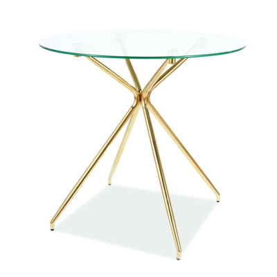 Okrúhly jedálenský stôl OTO - transparentný / zlatý